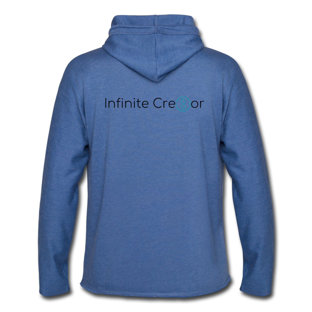 "Infinite Cre8or" Front&Back Unisex Lightweight Terry Hoodie - heather Blue