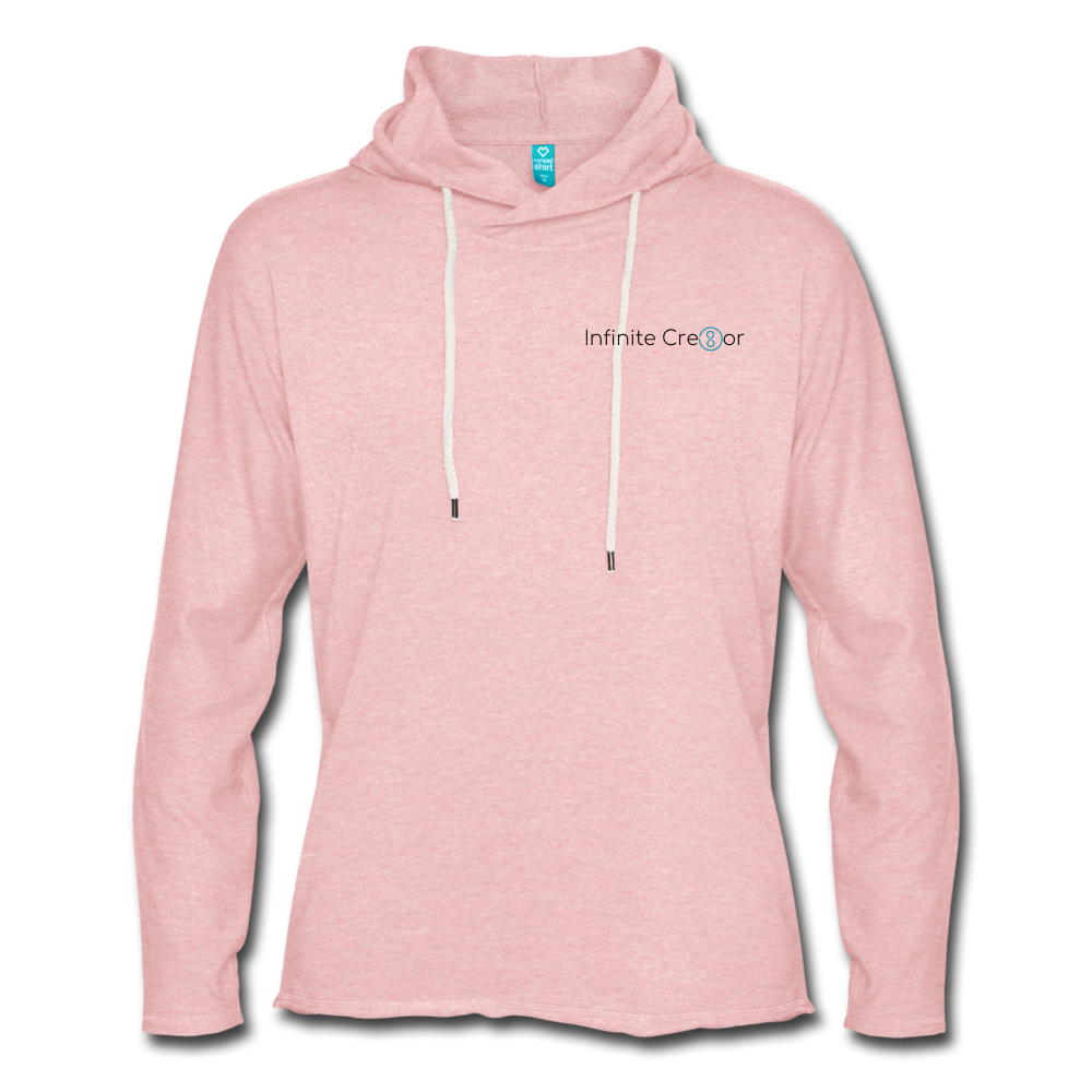 "Infinite Cre8or" Front&Back Unisex Lightweight Terry Hoodie - cream heather pink