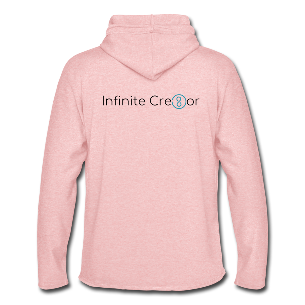 "Infinite Cre8or" Front&Back Unisex Lightweight Terry Hoodie - cream heather pink